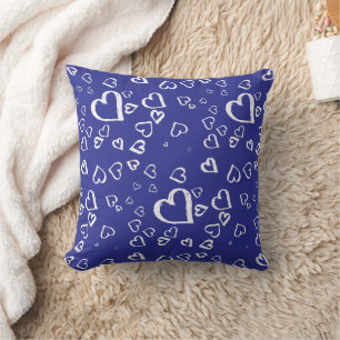 Cojín Decorativo Corazones blancos en azul