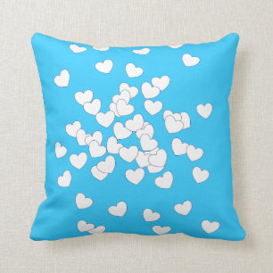 Cojín Decorativo Corazones Blancos Frescos Y Azules, Niños