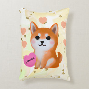 Cojín Decorativo Corazones chiba inu   Para Perro Lover