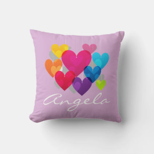 Cojín Decorativo Corazones Colgantes Coloridos Personalizados