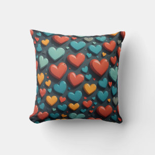 Cojín Decorativo Corazones coloridos, arte de San Valentín