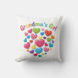Cojín Decorativo Corazones coloridos Chica de la abuela