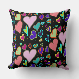Cojín Decorativo Corazones Coloridos con Cara Sonriente