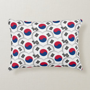 Cojín Decorativo Corazones coreanos y bandera coreana/Corea del Sur