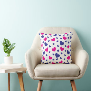 Cojín Decorativo Corazones de amor azules y rosas