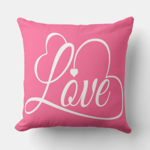 Cojín Decorativo Corazones de Amor Rosa y Blanco
