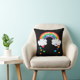 Cojín Decorativo Corazones de arcoiris coloridos suenan gay en el q
