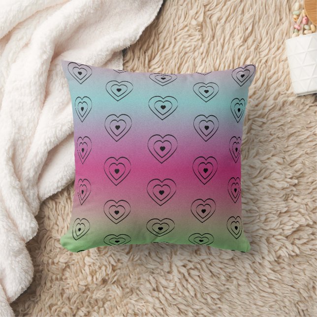 Cojín Decorativo Corazones de Arcoíris Orgullo Negro Corazón (Manta)