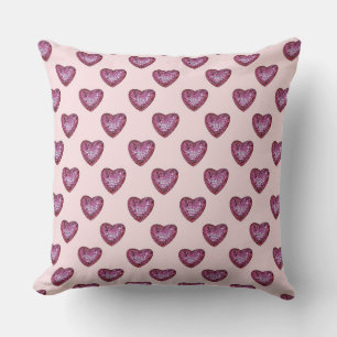 Cojín Decorativo Corazones de Bola de Disco Rosa del Día de San Val