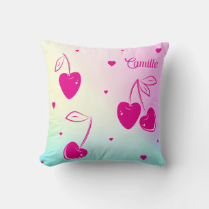 Cojín Decorativo Corazones de Cereza Rosa Caprichosos Nombre Arcoír