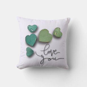 Cojín Decorativo Corazones de color verde romántico Amor y Valent