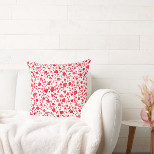 Cojín Decorativo Corazones de Confeti Rojo Patrón 50cm