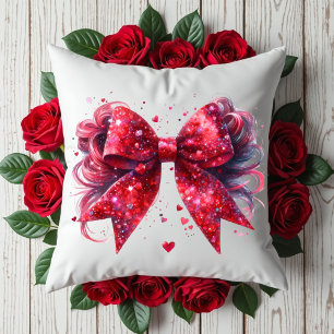 Cojín Decorativo corazones de coqueta de purpurina rojo