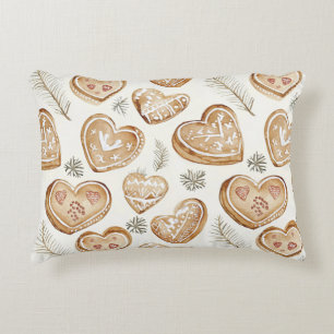 Cojín Decorativo Corazones de Crema de Pan de Jengibre Navidad