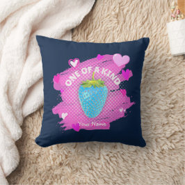 Cojín Decorativo Corazones De Fresa Azul Cutáneo Uno De Una Especie