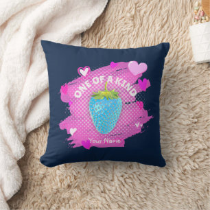Cojín Decorativo Corazones De Fresa Azul Cutáneo Uno De Una Especie