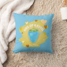 Cojín Decorativo Corazones De Fresa Azul Cute Uno De Un Amarillo Am