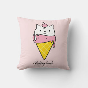 Cojín Decorativo Corazones de fusión - Gato de crema de hielo de ve