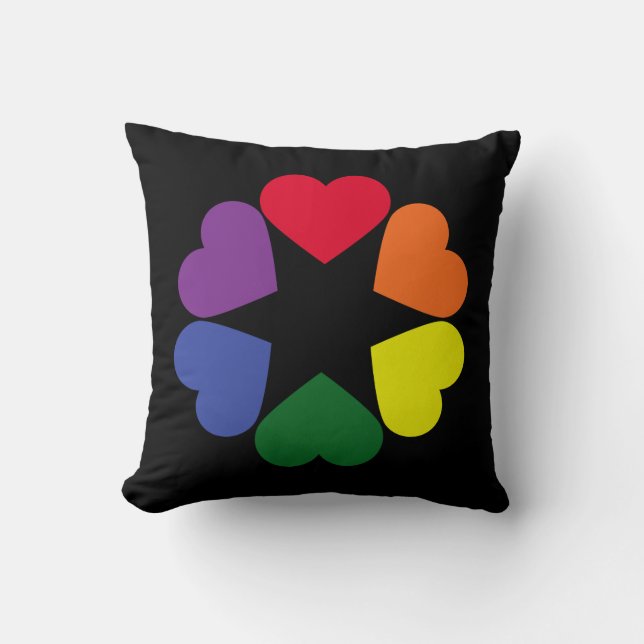 Cojín Decorativo corazones de orgullo LGBT (Anverso)