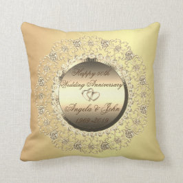 Cojín Decorativo Corazones de oro diamantes 50 aniversario de bodas