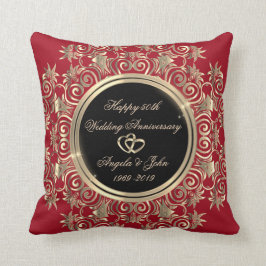 Cojín Decorativo Corazones de oro elegantes, aniversario de bodas n