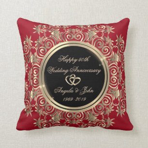 Cojín Decorativo Corazones de oro elegantes, aniversario de bodas n