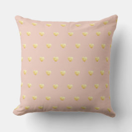 Cojín Decorativo Corazones de oro Girly en rosa Rubor