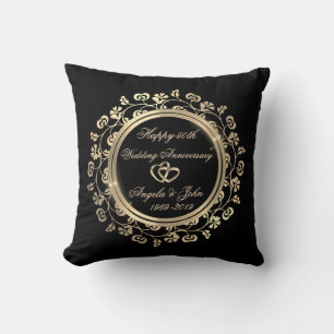 Cojín Decorativo Corazones de Oro, Remolinos Florales 50 Aniversari