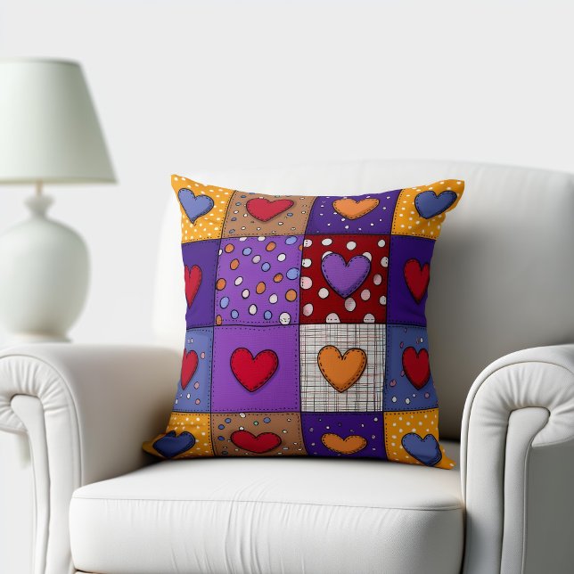 Cojín Decorativo Corazones de Patchwork Lindos (Subido por el creador)