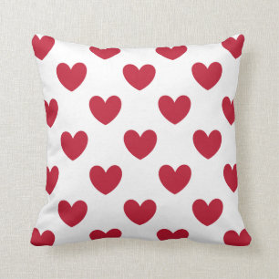 Cojín Decorativo Corazones de polka roja en blanco