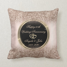 Cojín Decorativo Corazones de purpurina de oro de lujo para 50 aniv