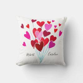 Cojín Decorativo Corazones de San Valentín rojos y rosados agregan 