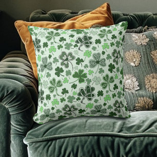 Cojín Decorativo Corazones de Trébol de Patrón Celta Verde Claro Ju