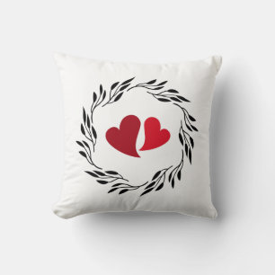 Cojín Decorativo Corazones del Día de San Valentín en una guirnalda