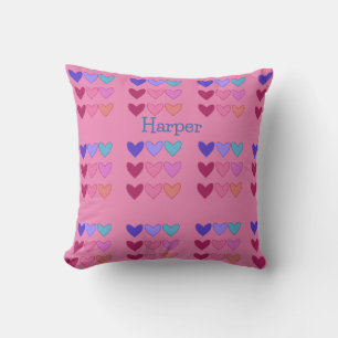 Cojín Decorativo Corazones divertidos rosas y coloridos