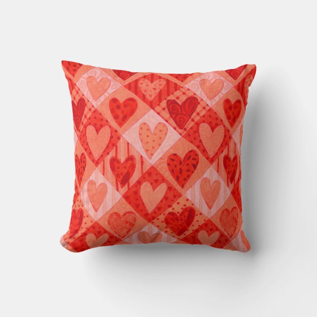 Cojín Decorativo Corazones el día de San Valentín rojos y rosados d (Anverso)