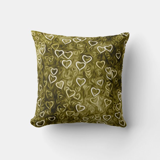 Cojín Decorativo Corazones en caída - Amarillo (Anverso)