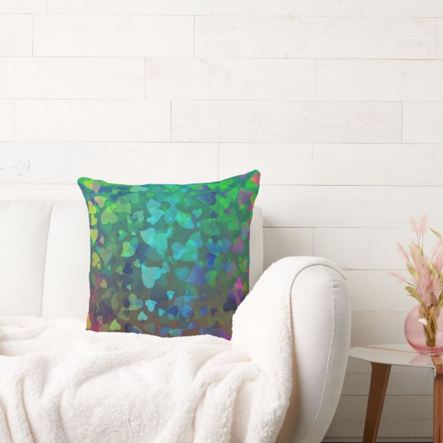 Cojín Decorativo Corazones en caída rojos y verdes (Sofá)