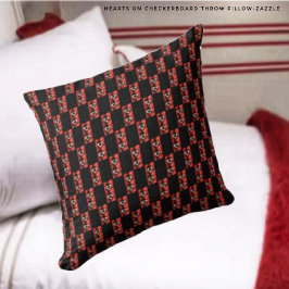 Cojín Decorativo Corazones en tablero de ajedrez