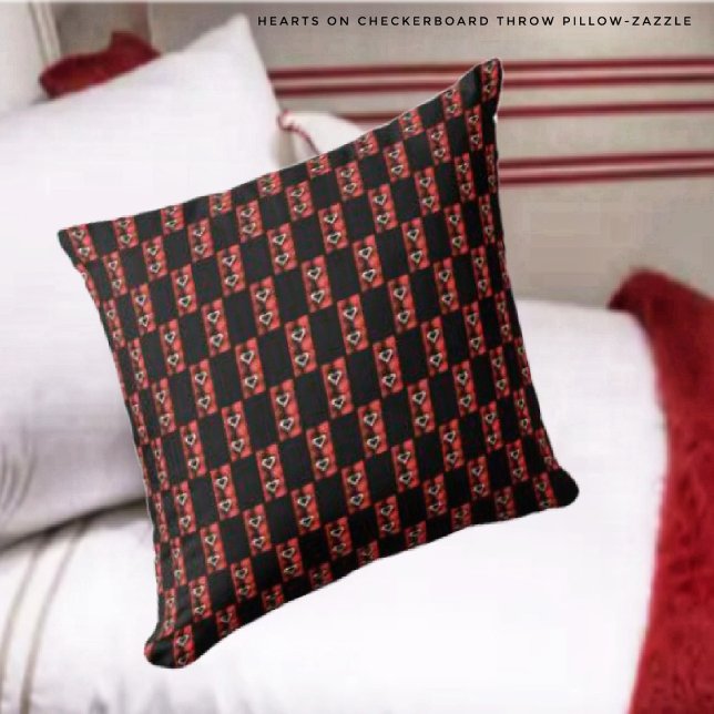 Cojín Decorativo Corazones en tablero de ajedrez (Subido por el creador)
