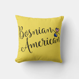 Cojín Decorativo Corazones entrelazados bosnio-estadounidenses