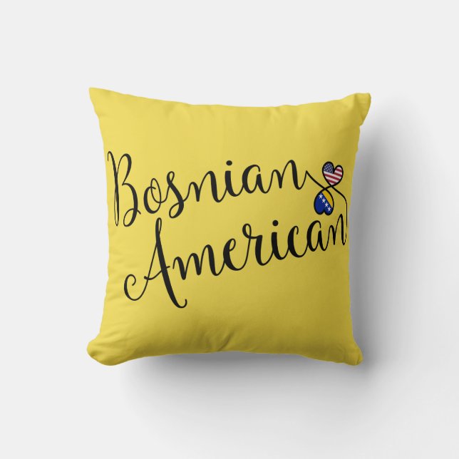 Cojín Decorativo Corazones entrelazados bosnio-estadounidenses (Anverso)