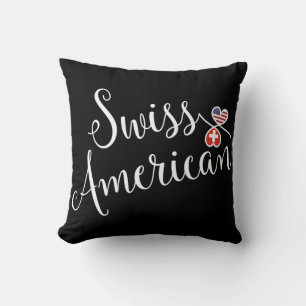 Cojín Decorativo Corazones entrelazados suizo-americanos