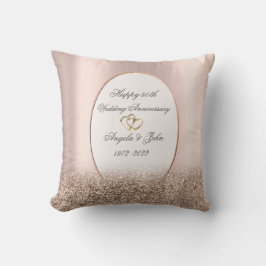 Cojín Decorativo Corazones Marco Rosa Dorado Brillante 50 Aniversar