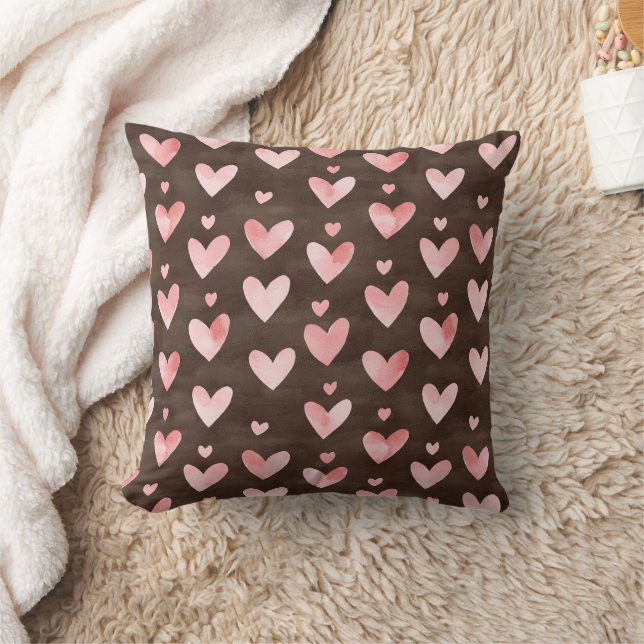 Cojín Decorativo Corazones marrones rosados (Manta)
