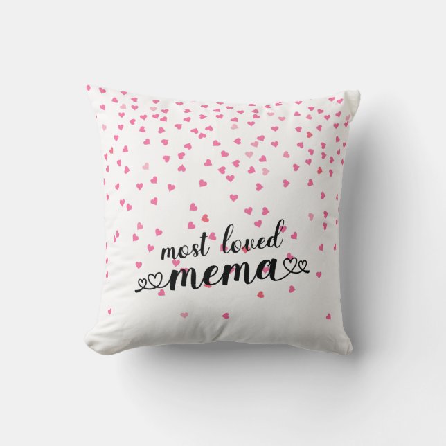Cojín Decorativo Corazones Mema Más Amada (Anverso)