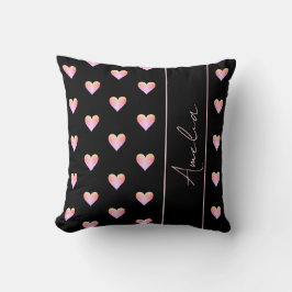 Cojín Decorativo Corazones modernos color rosa negro personalizado