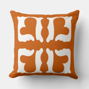 Cojín Decorativo Corazones Naranja Quemado y Blancos