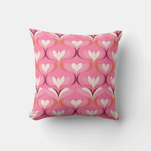 Cojín Decorativo corazones naranjas rosados retro ogee