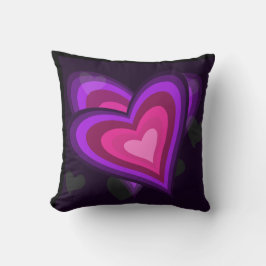 Cojín Decorativo Corazones negro y morado